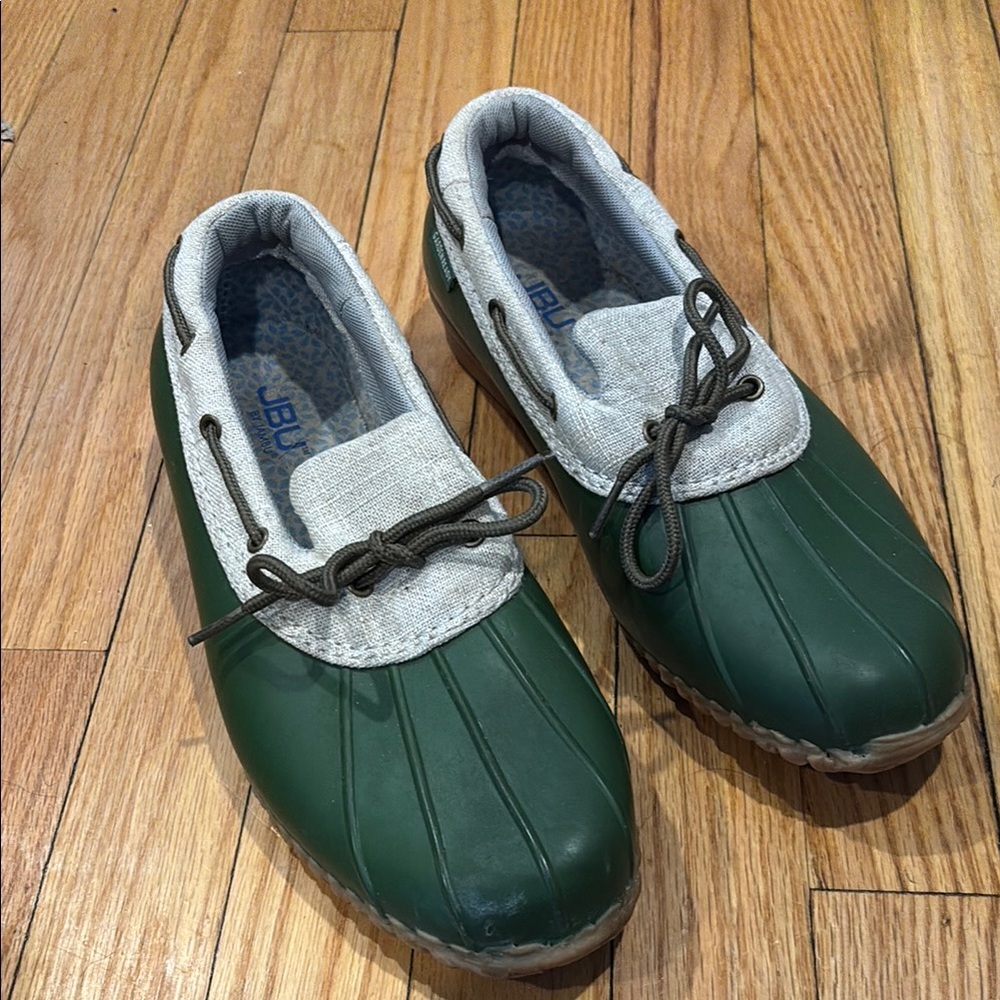 Green and Gray Rain and Snow Boots